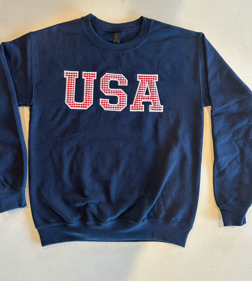 USA Applique Embroidered Crewneck