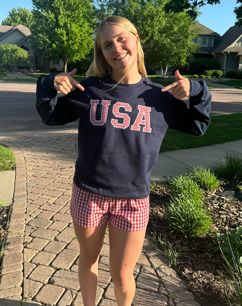 USA Applique Embroidered Crewneck